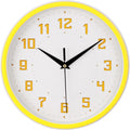 Round Modern Blue Wall Clock — 9" — Lemon Yellow