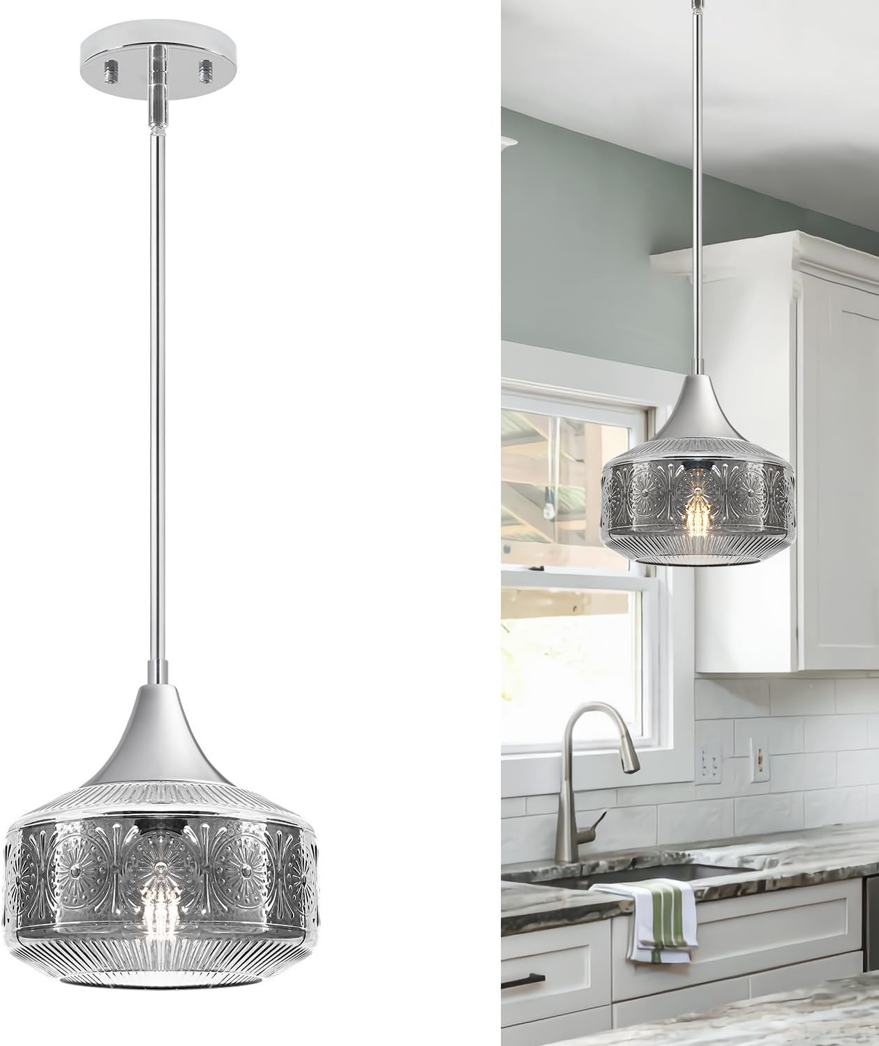 Adjustable Luxe Black Pendant Light — 9.25in