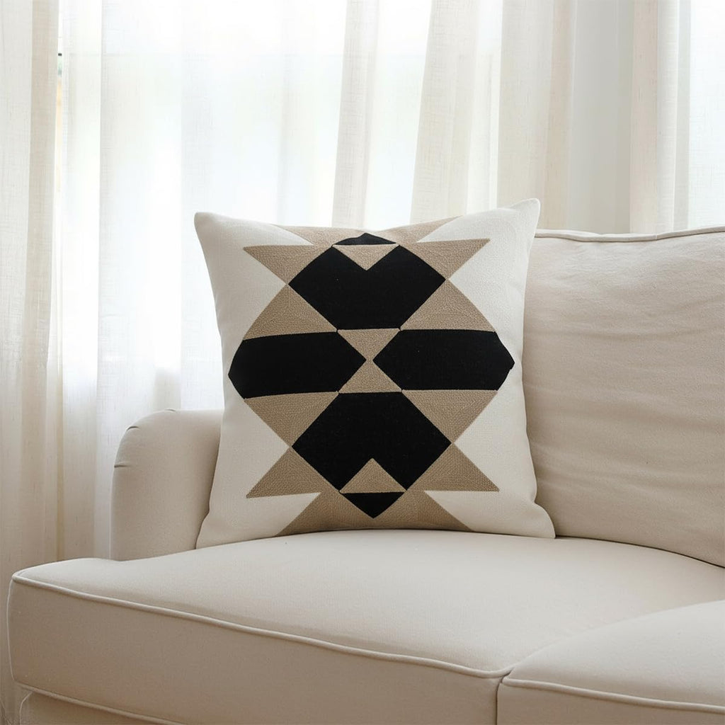 Boho Fabric Throw Pillow Cover — 18" — Pattern J