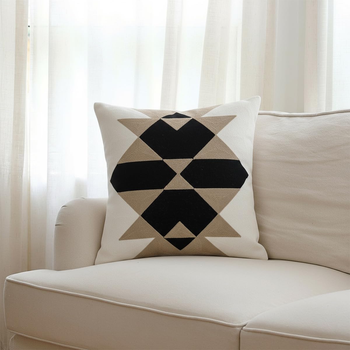 Boho Fabric Throw Pillow Cover — 18" — Pattern J