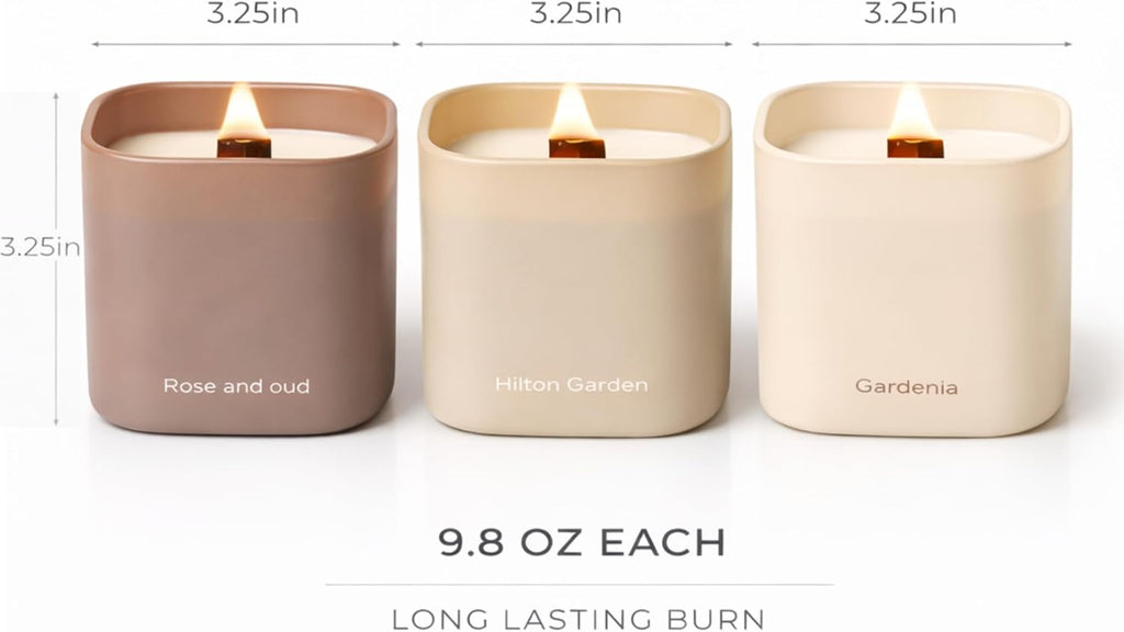 Scented Luxe Wood Soy Candle — Set of 3 - View 4