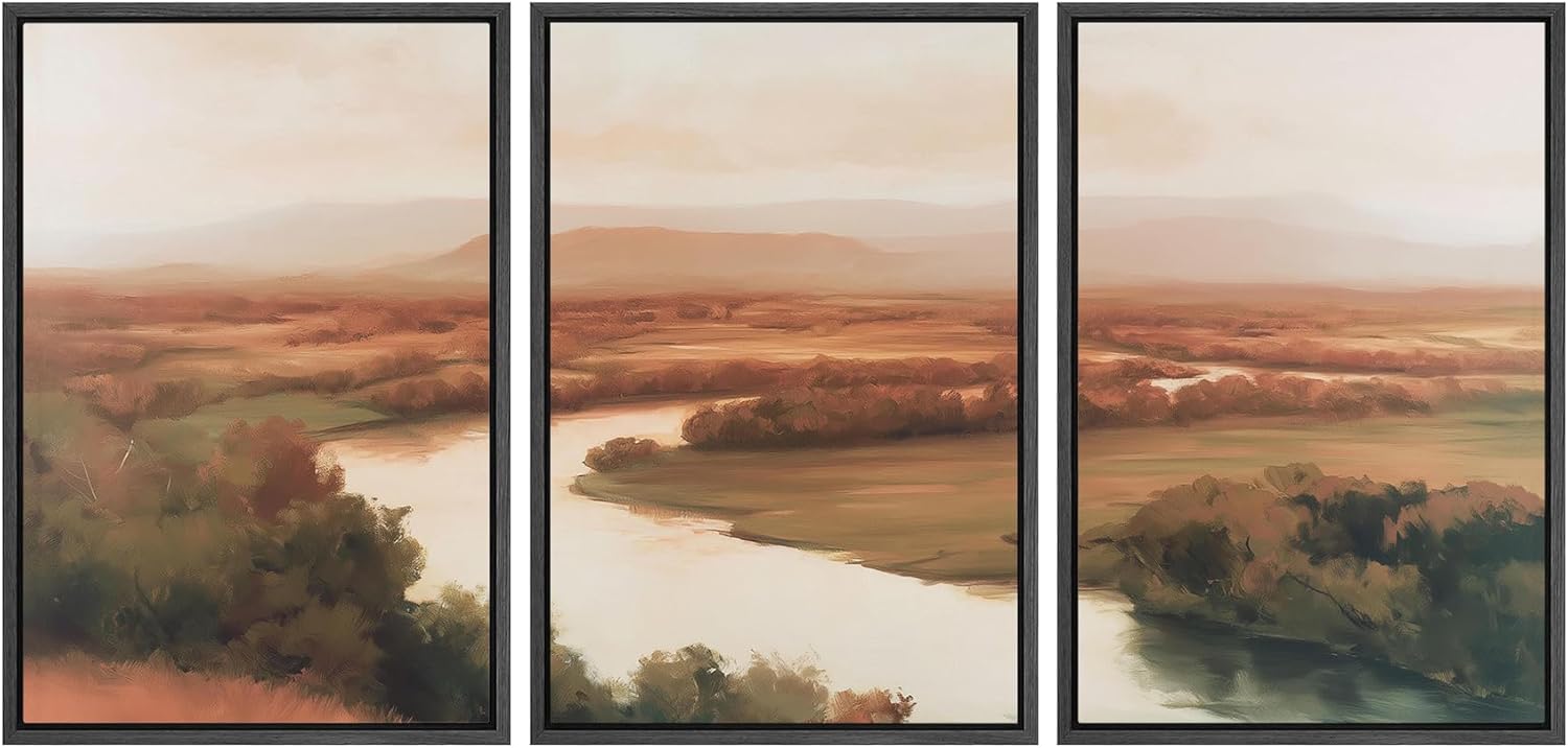 Framed Modern Fabric Wall Art — 24" — 24"x36"x3 Panels Black