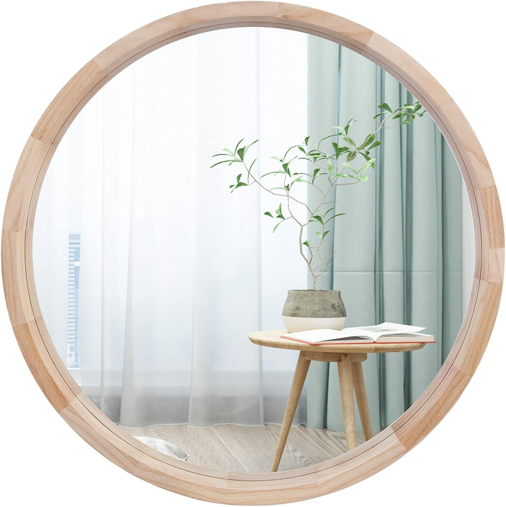 Round Farmhouse Wood Wall Mirror — 24" - View 8
