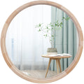 Round Farmhouse Wood Wall Mirror — 24"