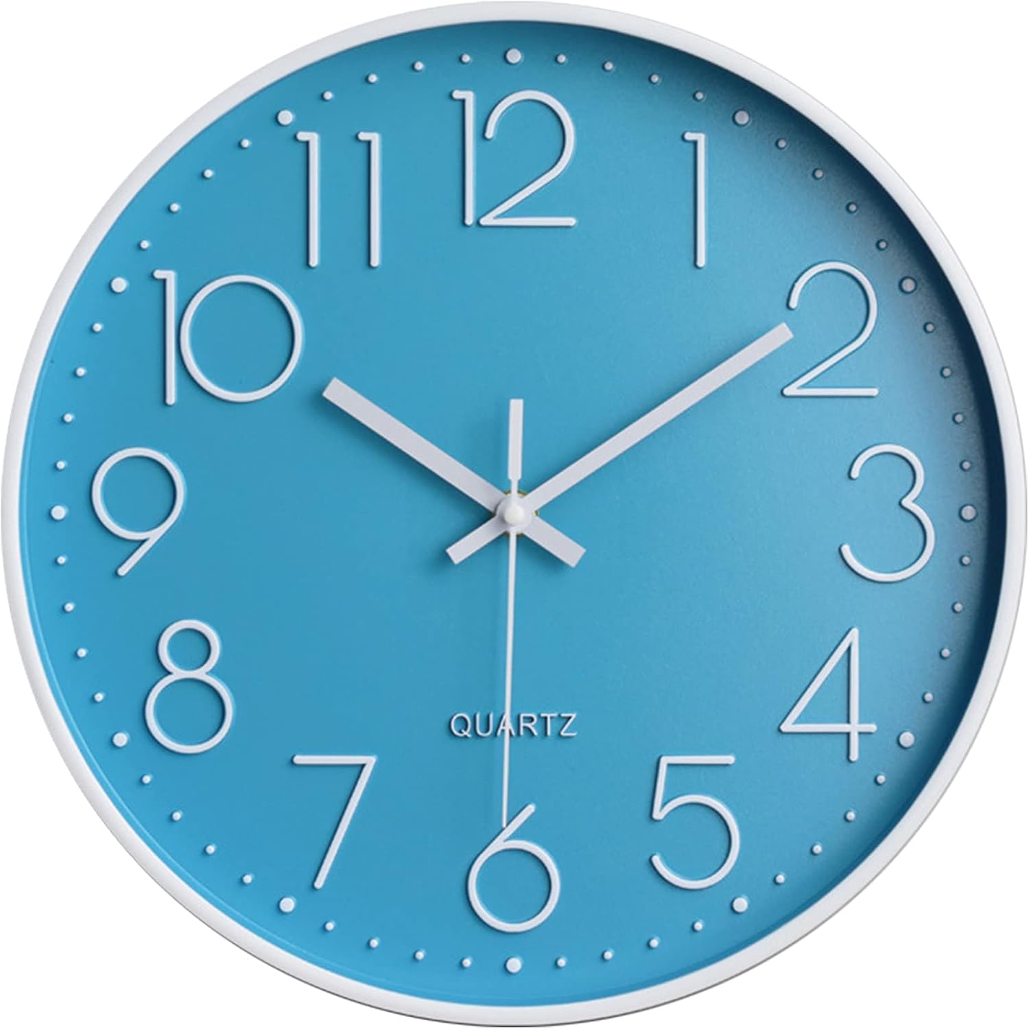 Battery Operated Black Wall Clock — 12" — Lake Blue