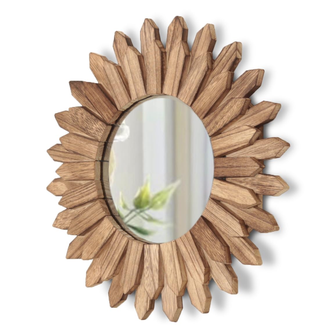 Round Boho Wood Mirror — 12"