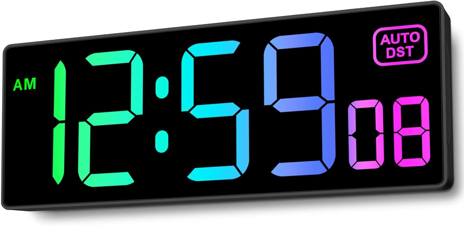 Dimmable Blue Wall Clock — 10.2" — 10.2" Multicolor