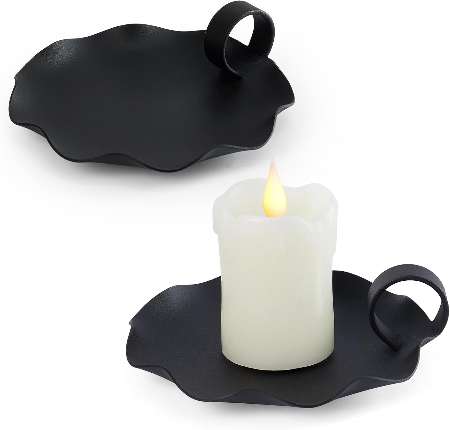 Modern Black Pillar Candle — 5.5" — Black 2pcs