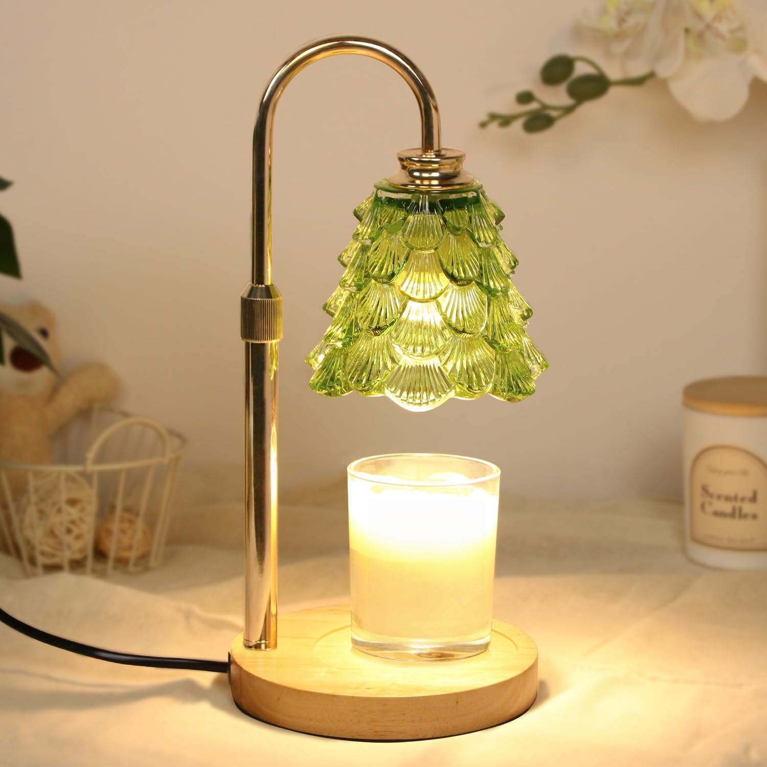 Luxe Beige Table Lamp — Adjustable Green
