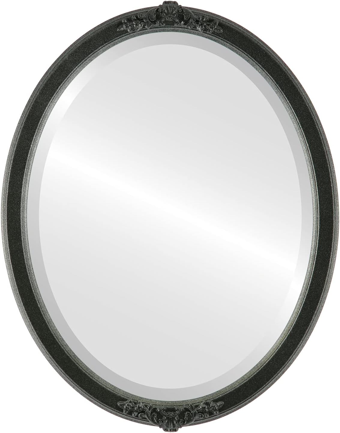 Beveled Luxe Beige Wall Mirror — 26" — Black Silver