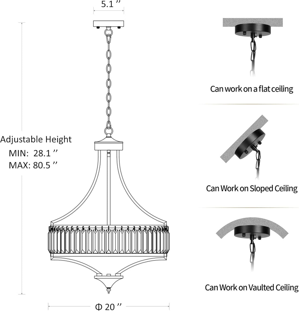 Antique Farmhouse Black Chandelier — 5-Light - View 6