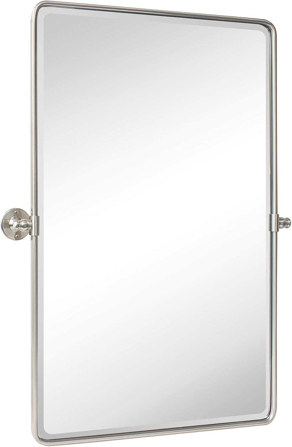 Framed Farmhouse Black Vanity Mirror — 24" — Brush Nickel