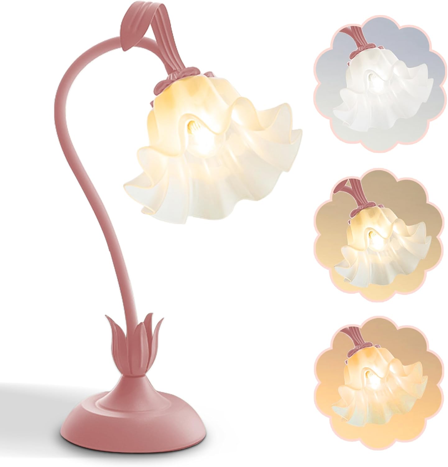 Vintage Green Bedside Lamp — Pink