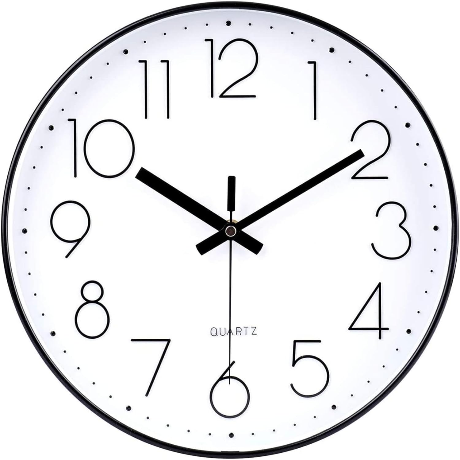 Battery Operated Modern Black Wall Clock — 8" — 8'' Black