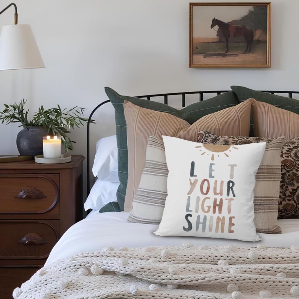 Boho Blue Pillow Cover — 18x18 - View 3
