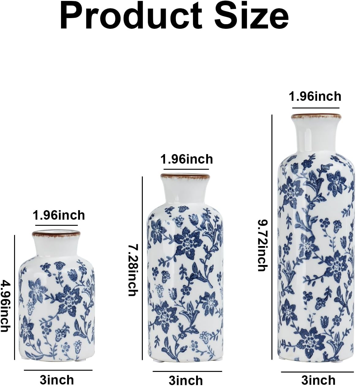 Vintage Farmhouse Black Flower Vase — Set of 3 - View 2
