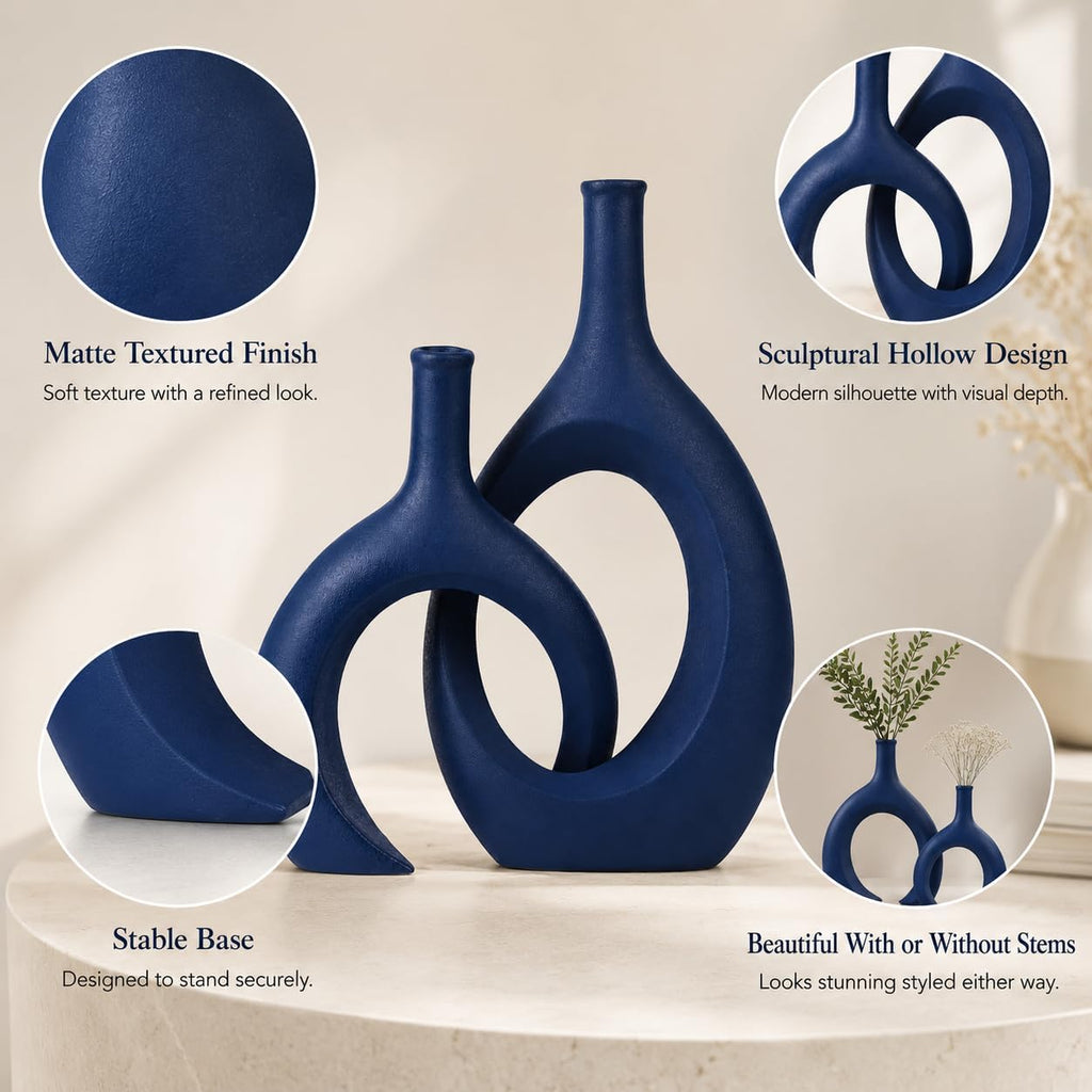 Modern Blue Vase — Set of 2 - View 6