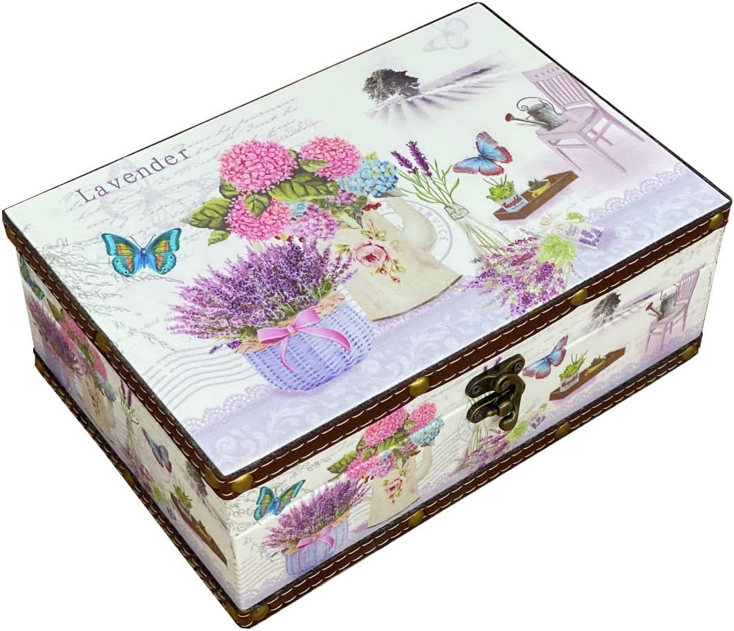 Vintage Green Storage Basket — Lavender, Small