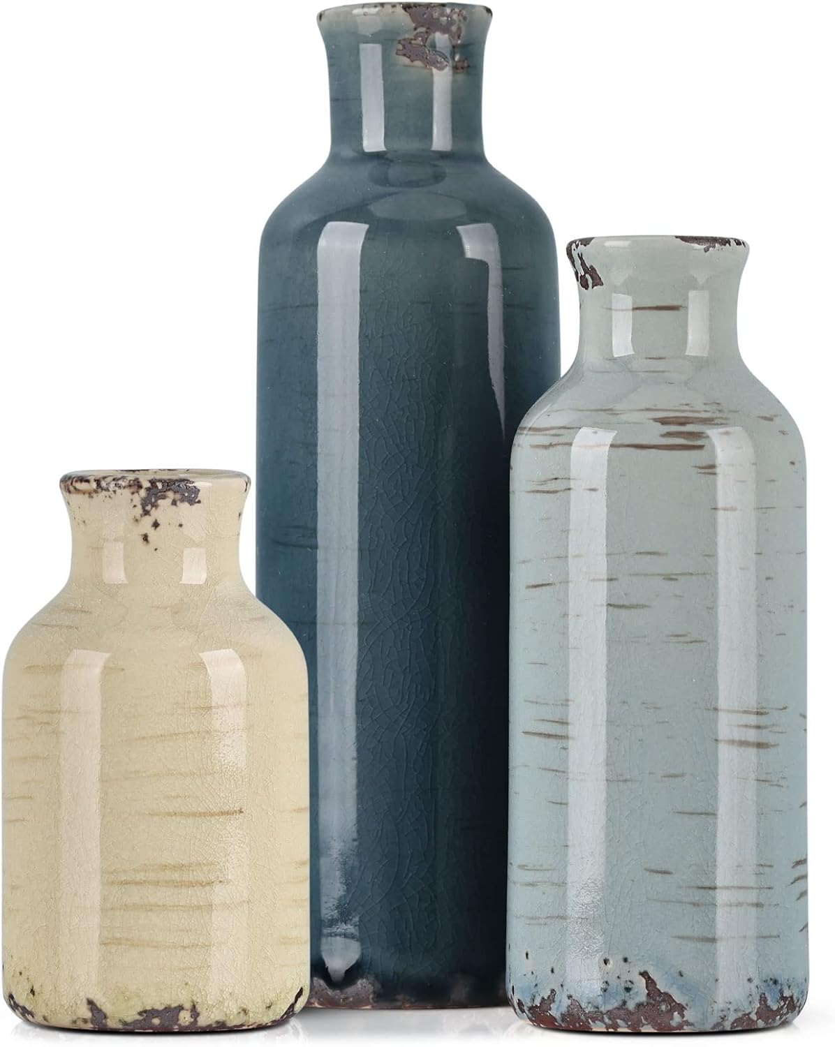 Farmhouse Beige Flower Vase — Blue Grey Beige