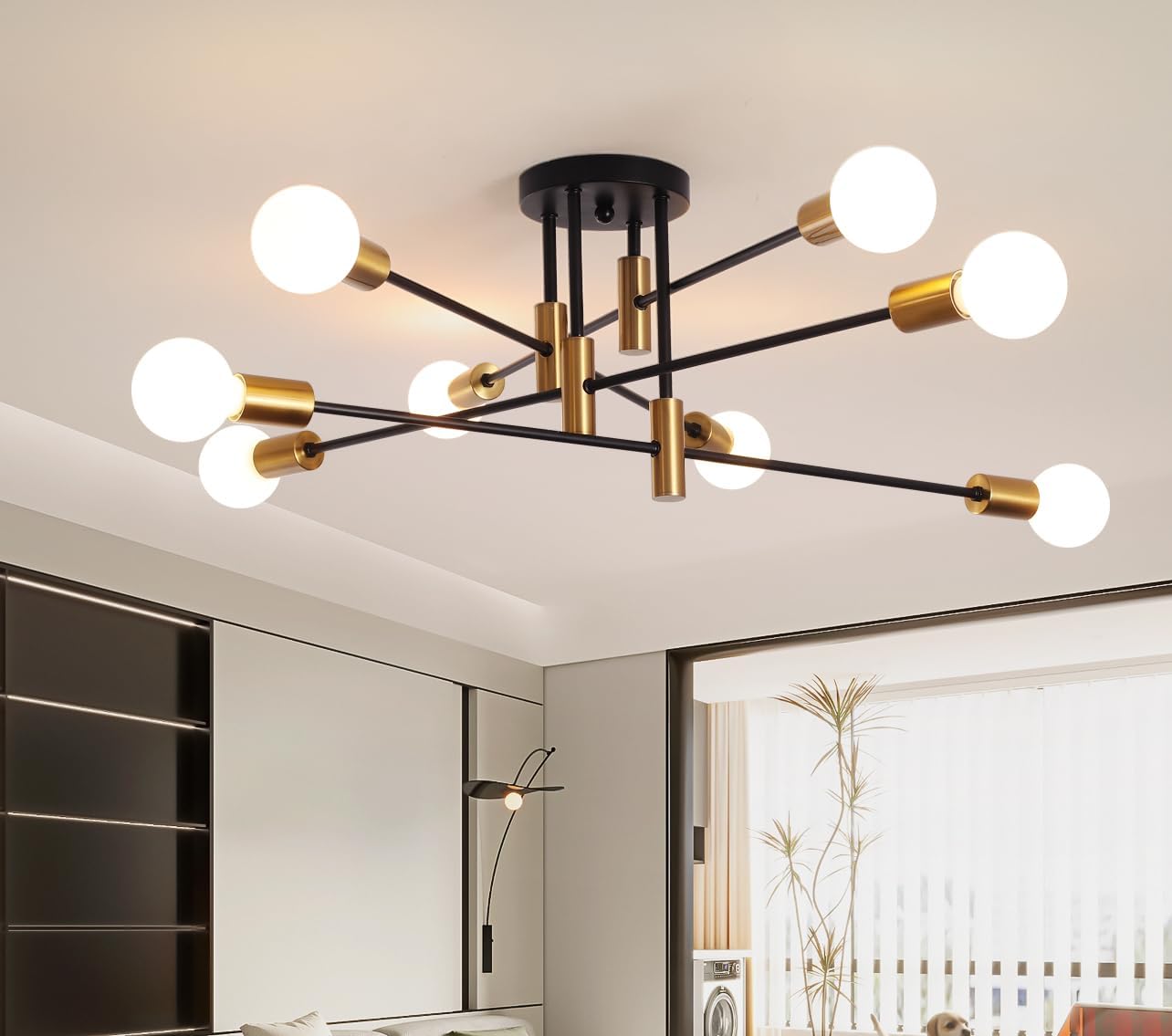 Farmhouse Black Chandelier — 10-Light — 8-Lights,Black and Gold-2