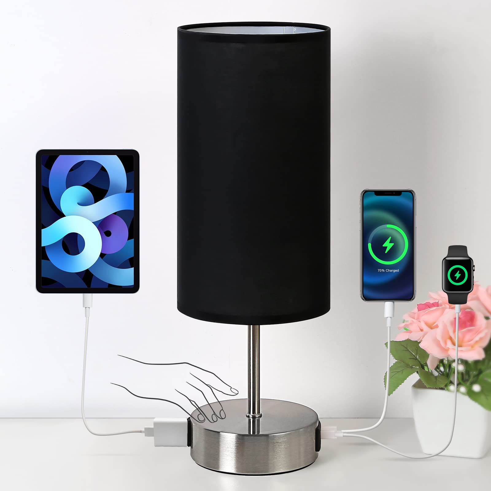 Dimmable Black Bedside Lamp