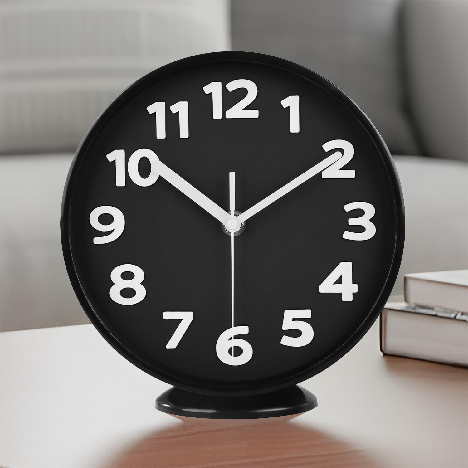 Battery Operated Modern Black Wall Clock — 12" — 8 Inch Black