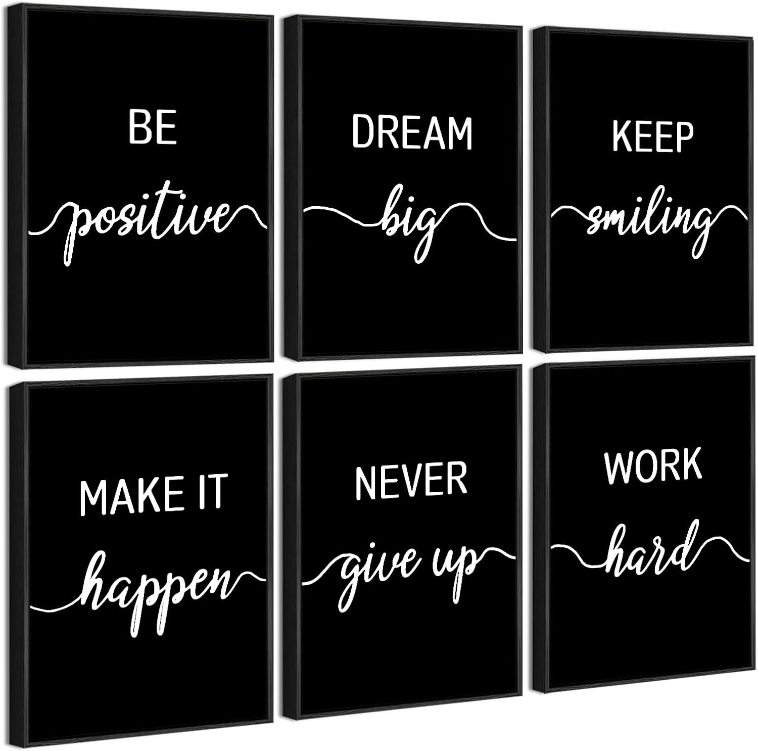 Framed White Wall Decor — 8" — Inspiring Quotes