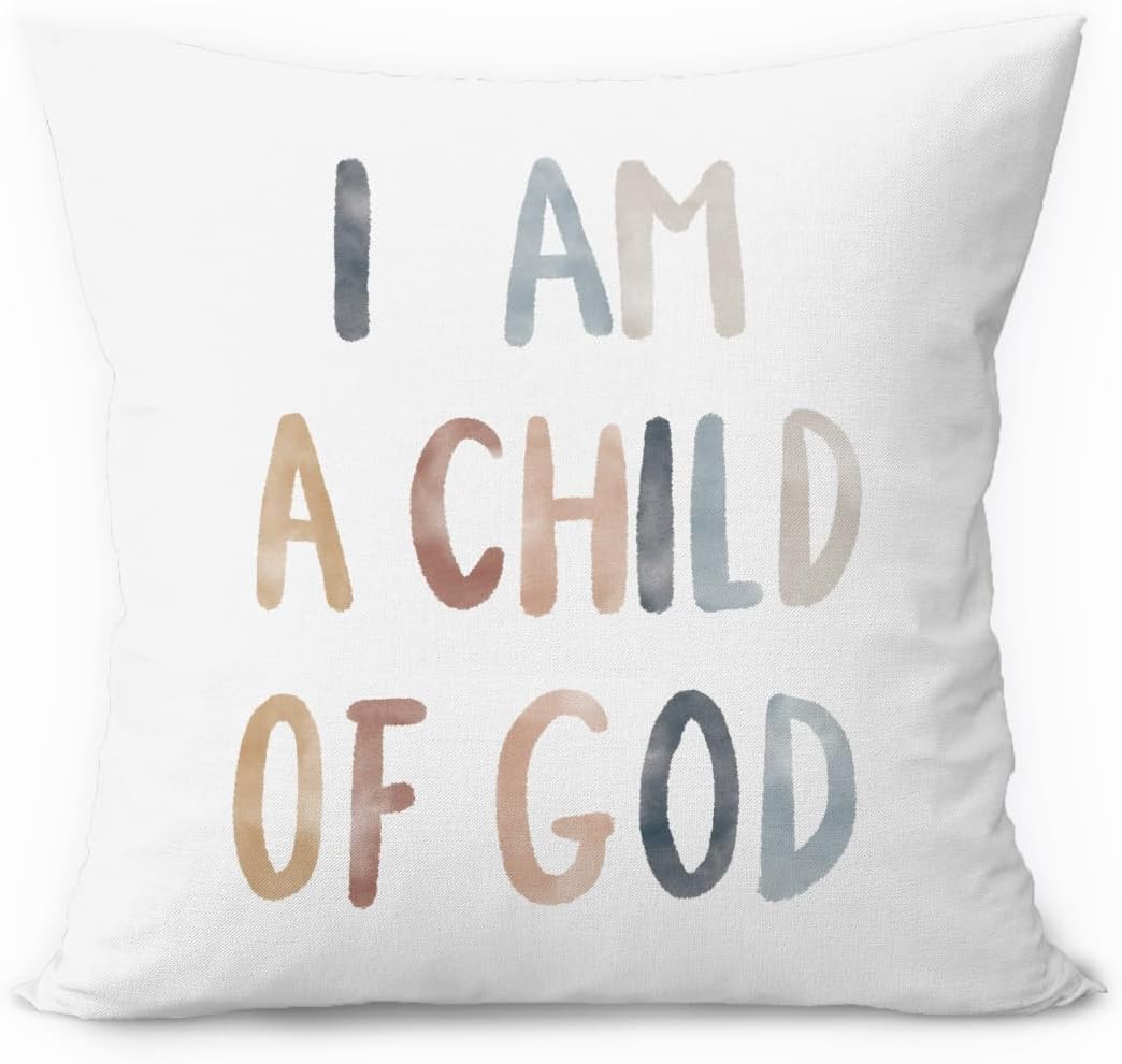 Boho Blue Pillow Cover — 18x18 — 04-i'm a Child of God