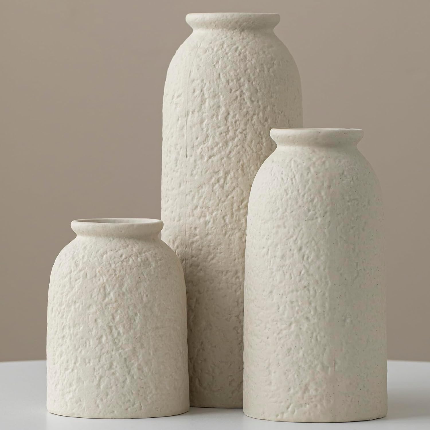 Boho Beige Vase Set — 4" — XL Beige Texture
