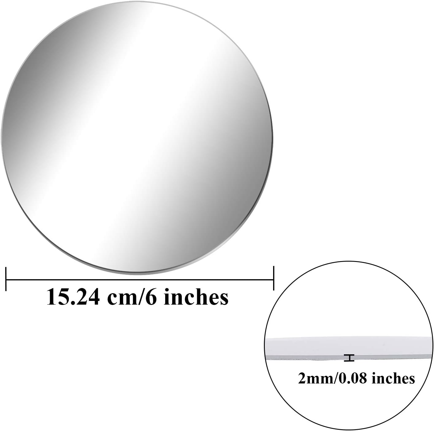 Glass Round Mirror — 6" - View 2
