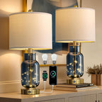 USB Modern Blue Bedside Lamp — 22"