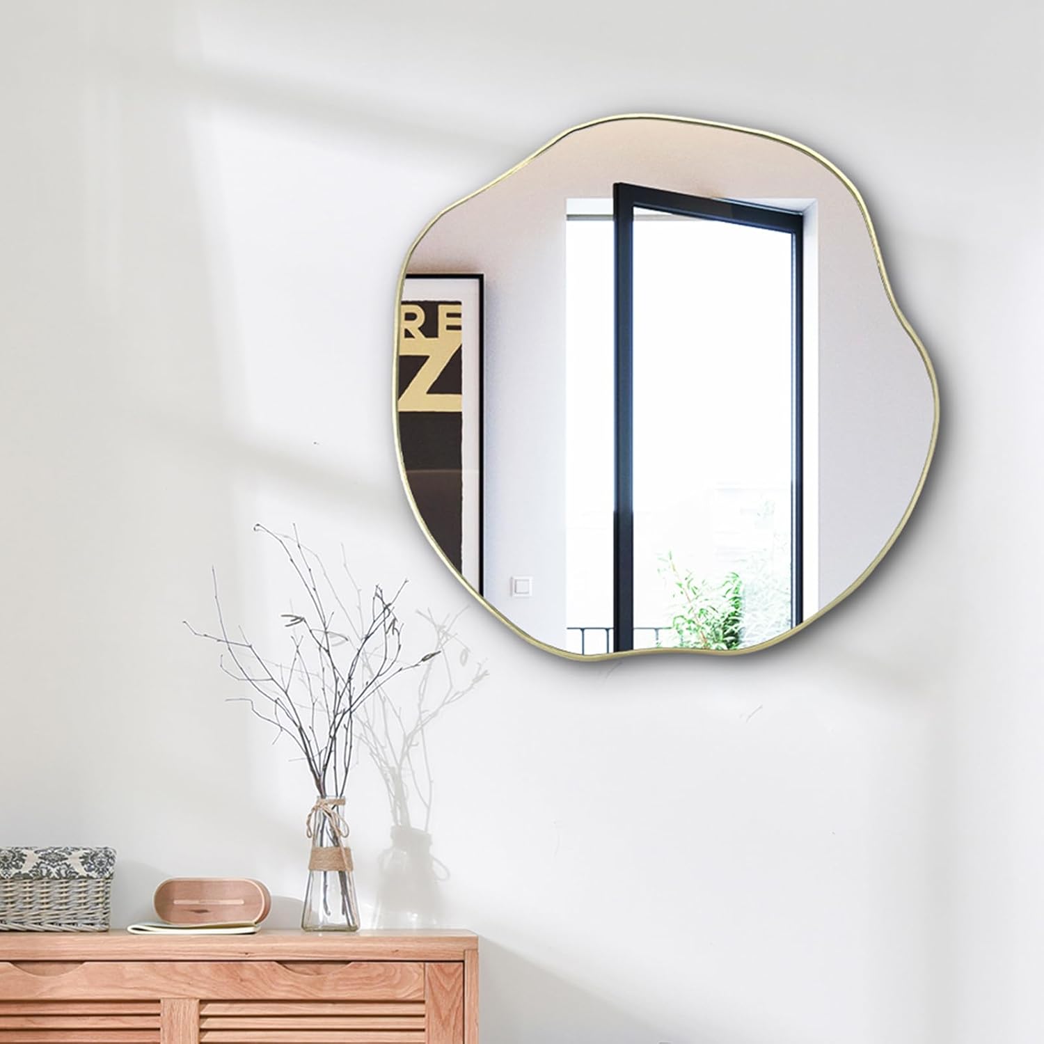Black Wall Mirror — 35" — 20"L x 20"W