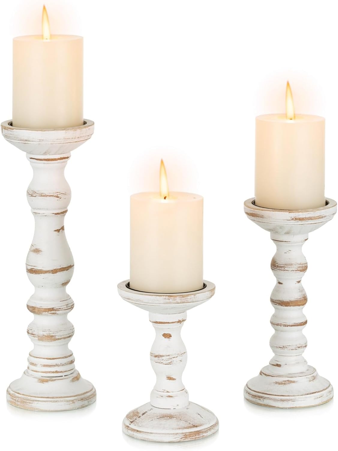 Farmhouse Black Candle — Set of 3 — White Brown