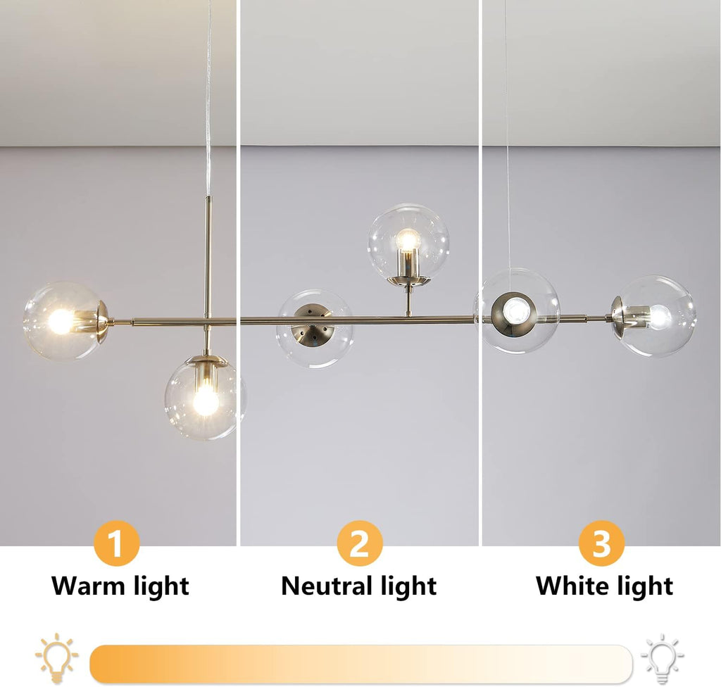 Mid-Century Gold Chandelier — 6-Light - View 4