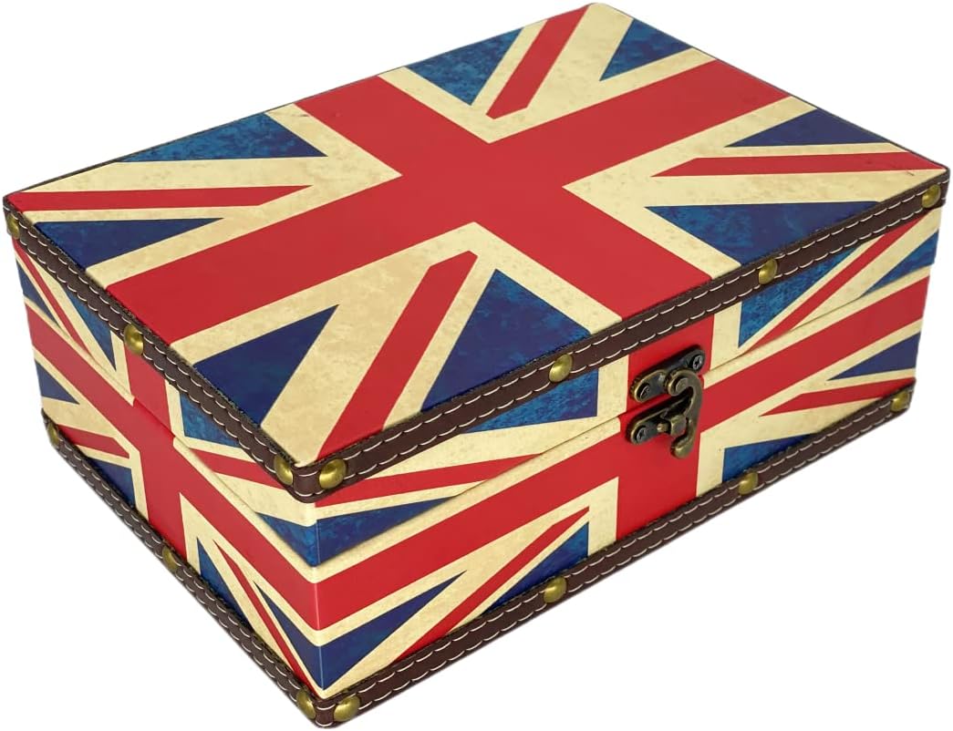 Vintage Green Storage Basket — Union Jack Flag, Small