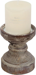 Antique Farmhouse Brown Pillar Candle — 5.5" - View 3