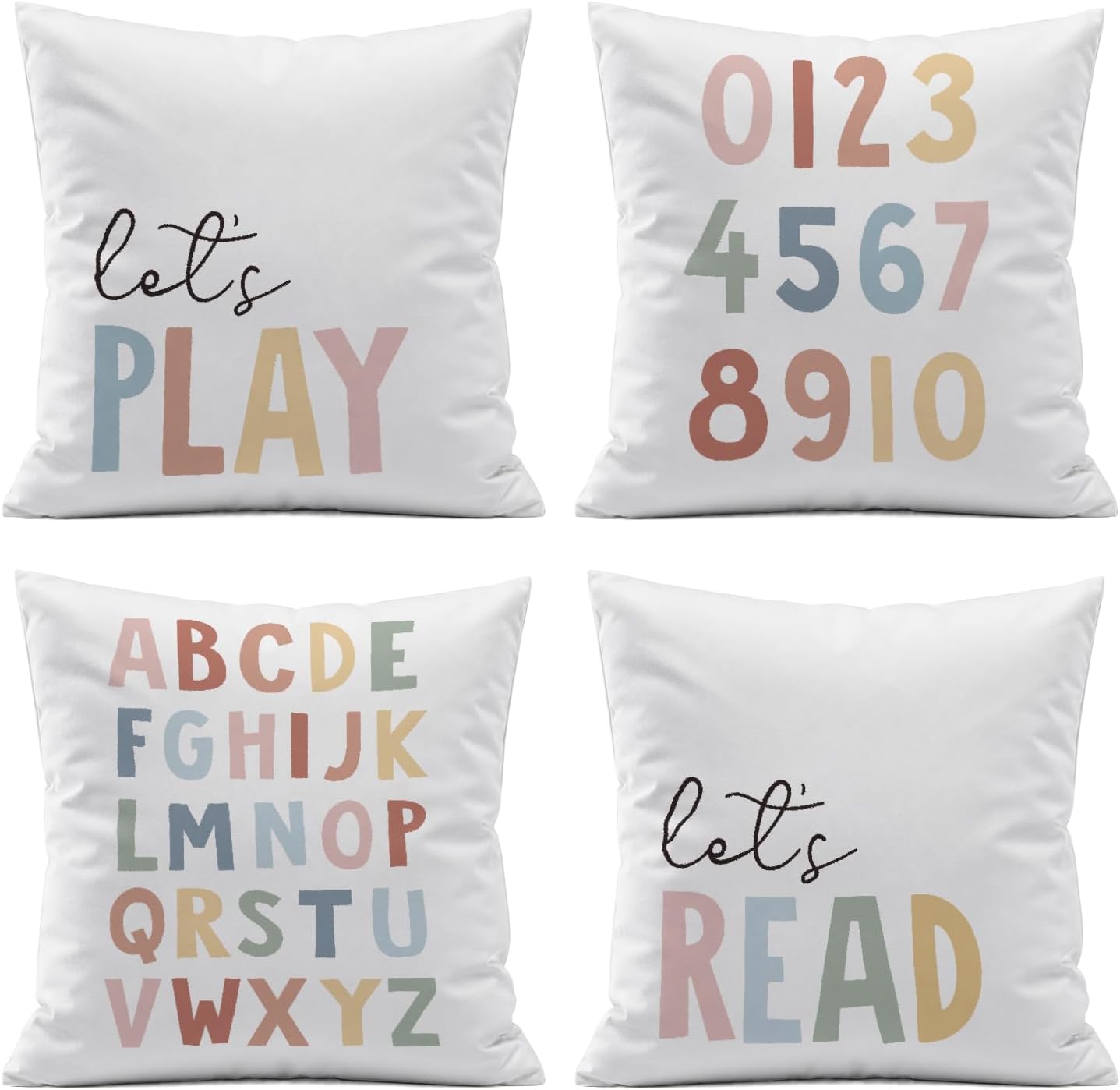Boho Black Throw Pillow Cover — 18" — Let's Play Read Alphabet