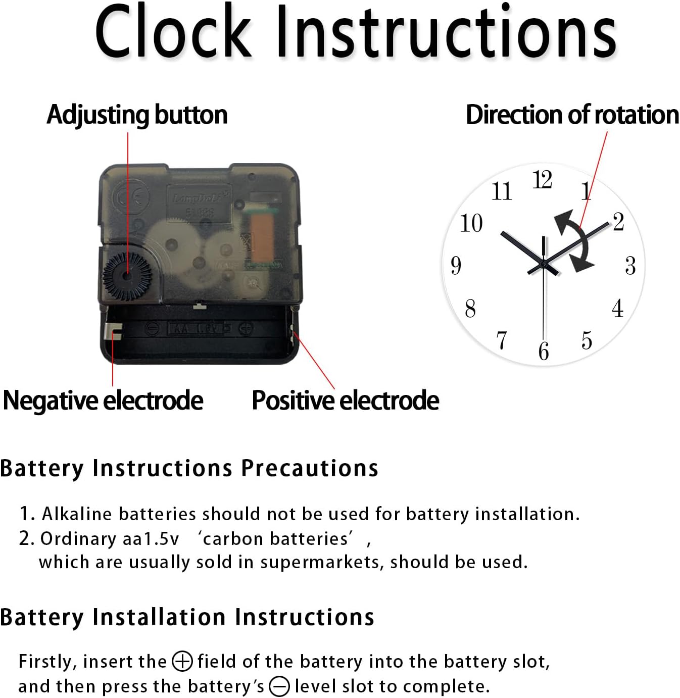 Battery Operated Black Wall Clock — 12" - View 5