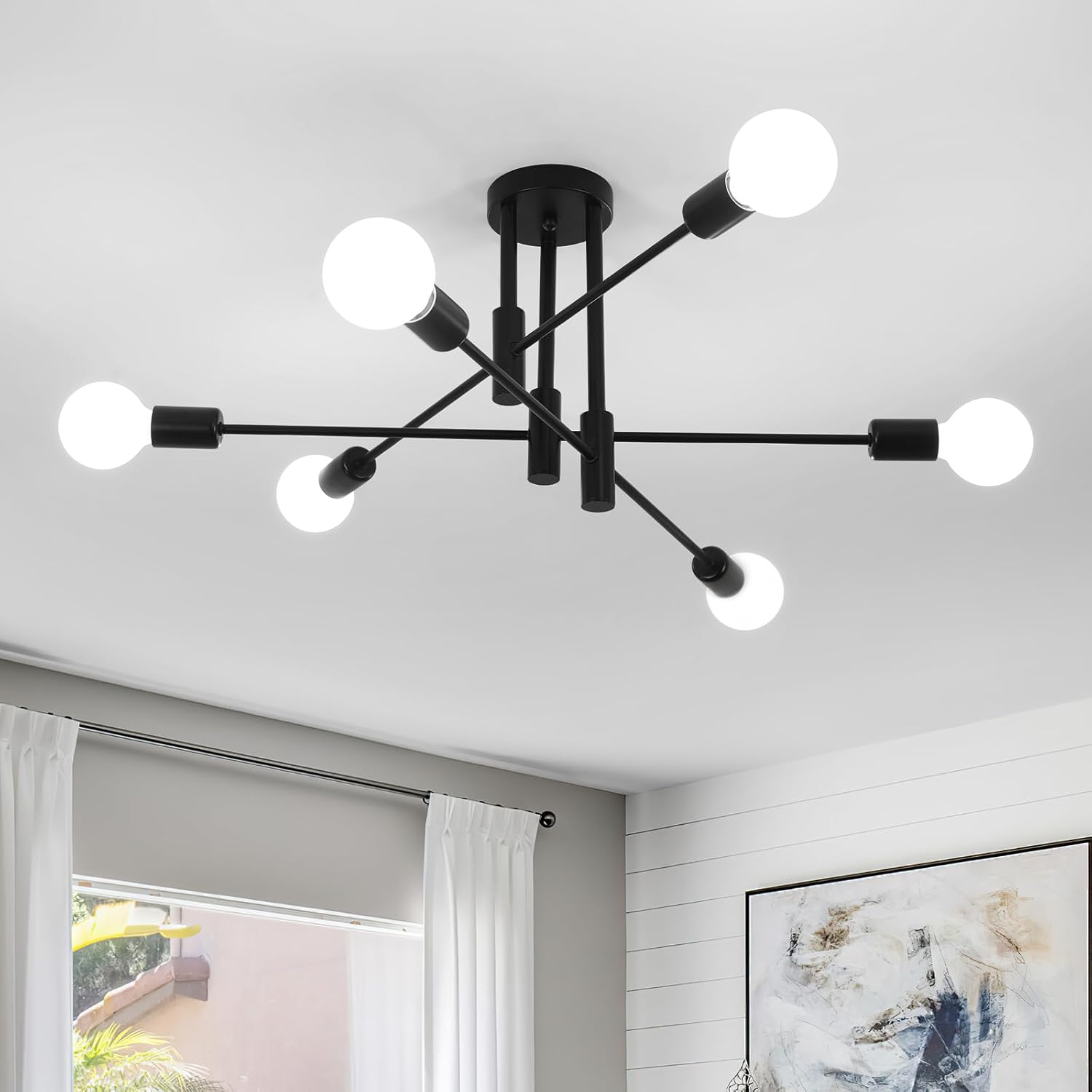 Luxe Black Chandelier — 6-Light — Black-3