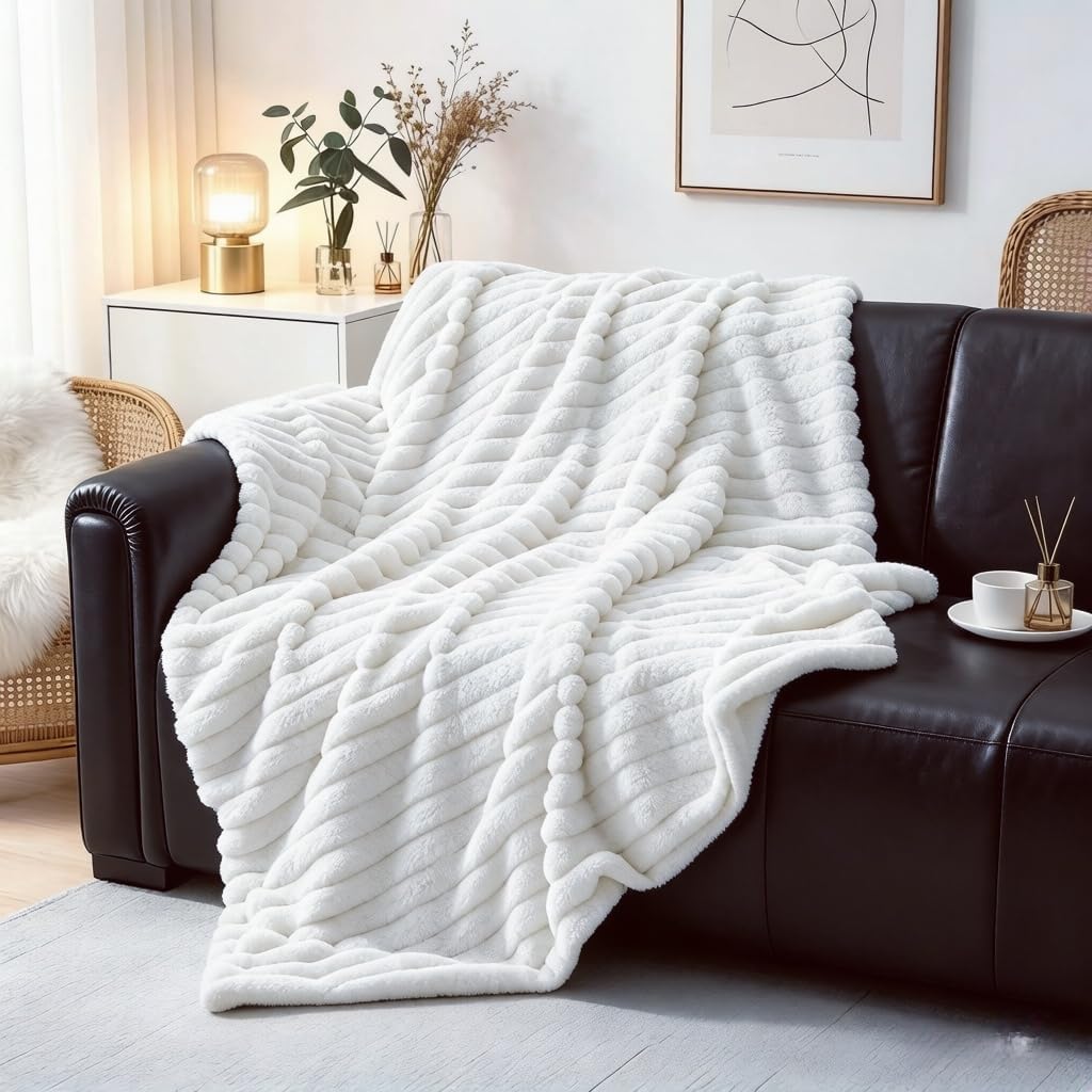 Beige Throw Pillow — 51" — White
