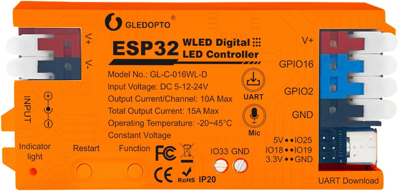 USB Black LED Strip Light — Orange