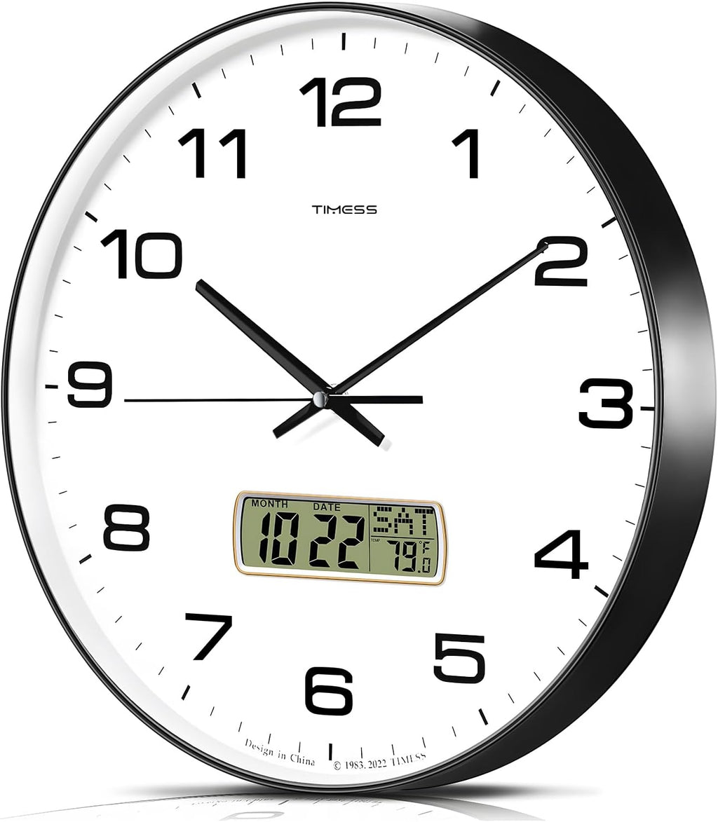 Battery Operated Modern Black Wall Clock — 13" - View 5