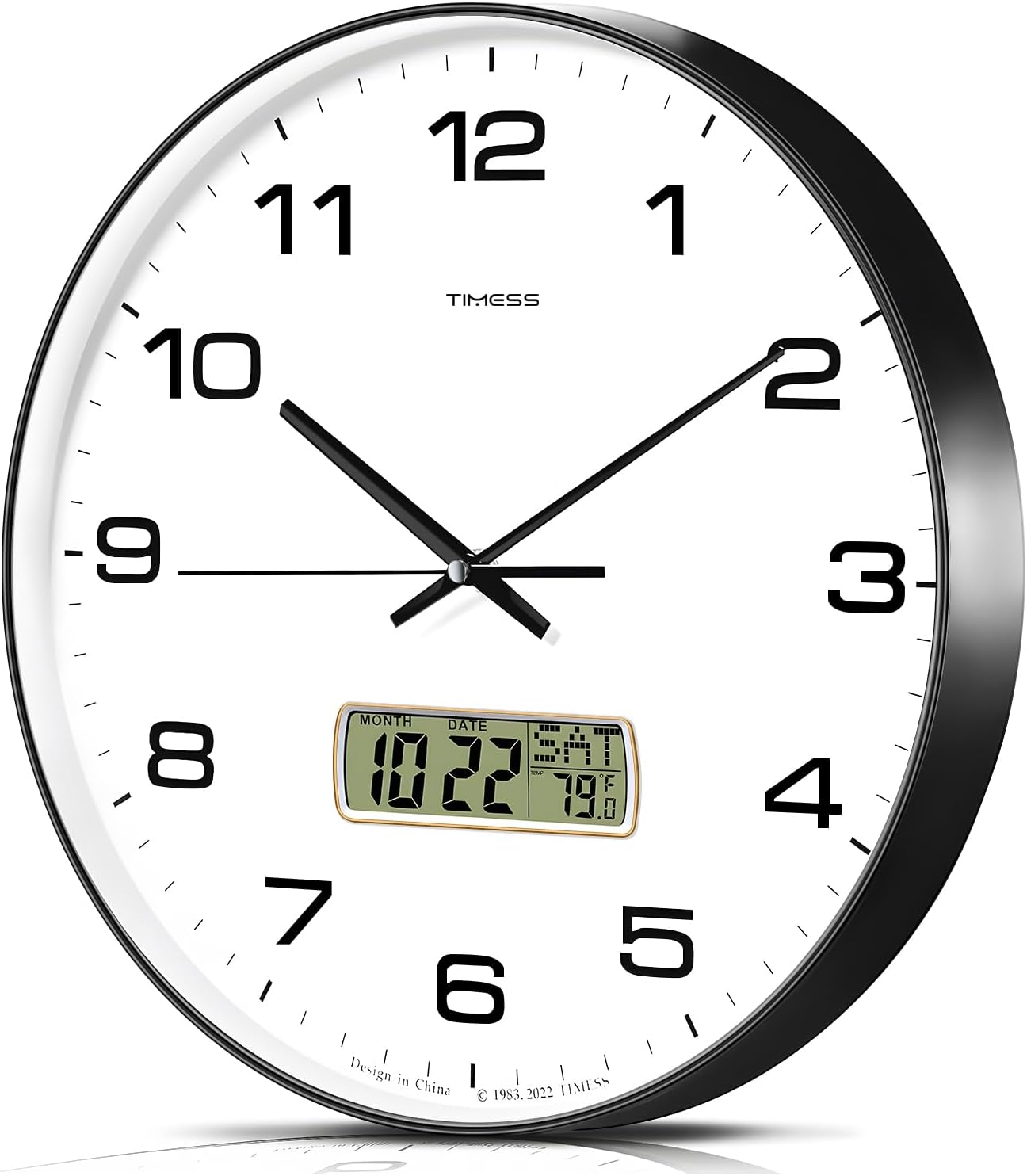 Battery Operated Modern Black Wall Clock — 13" - View 5