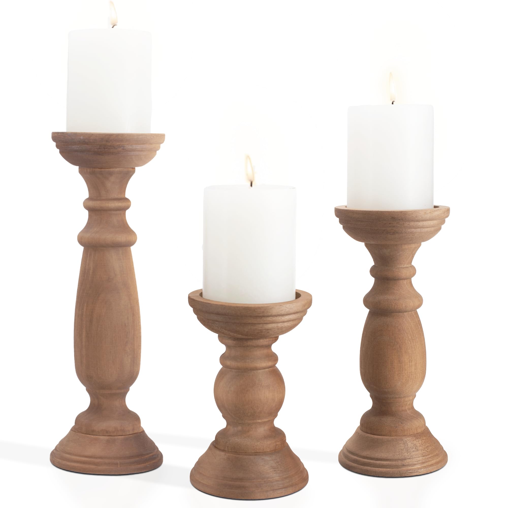 Vintage Farmhouse Beige Pillar Candle — 12"