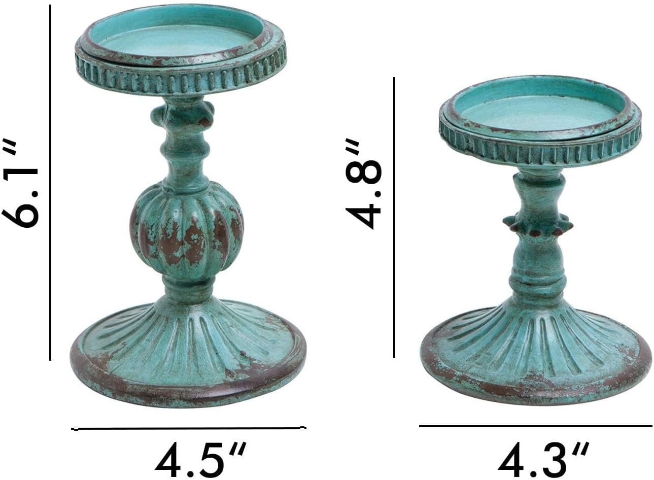 Vintage Mid-Century Blue Pillar Candle — Set of 2 - View 5