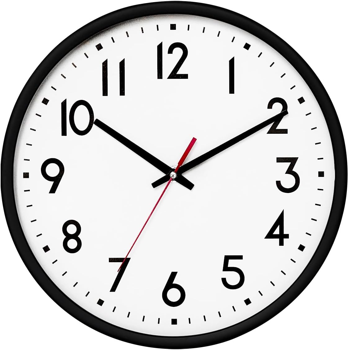 Battery Operated Modern Black Wall Clock — 8" — Black