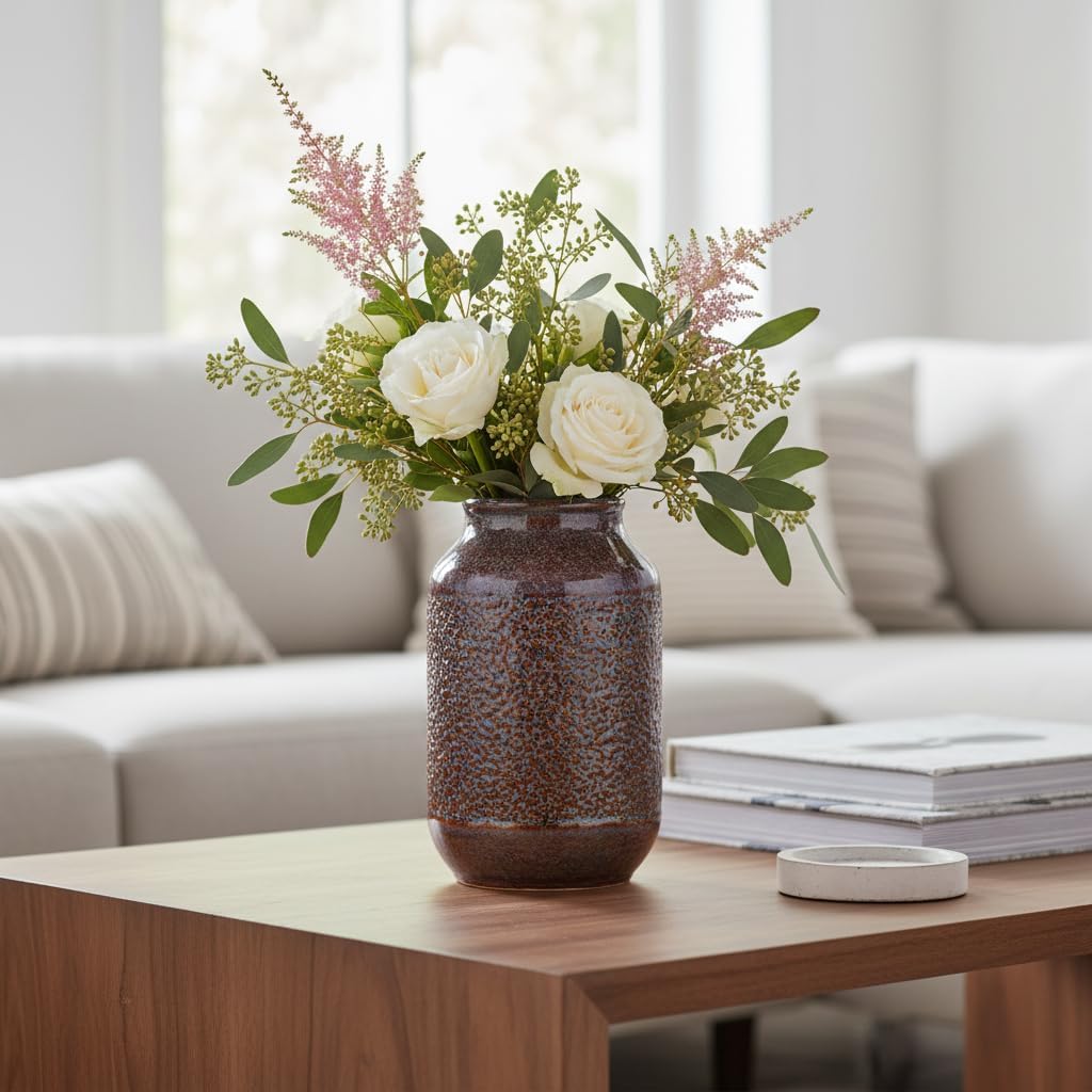 Farmhouse Beige Decorative Vase — 9" - View 3