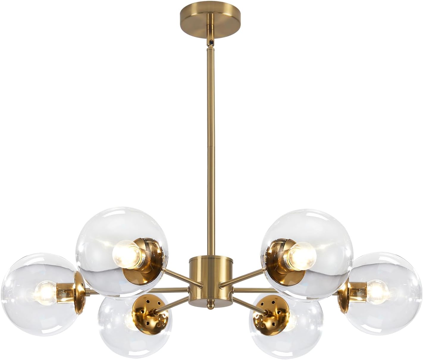 Mid-Century Black Chandelier — 8-Light — 6-Light(Gold+Clear)