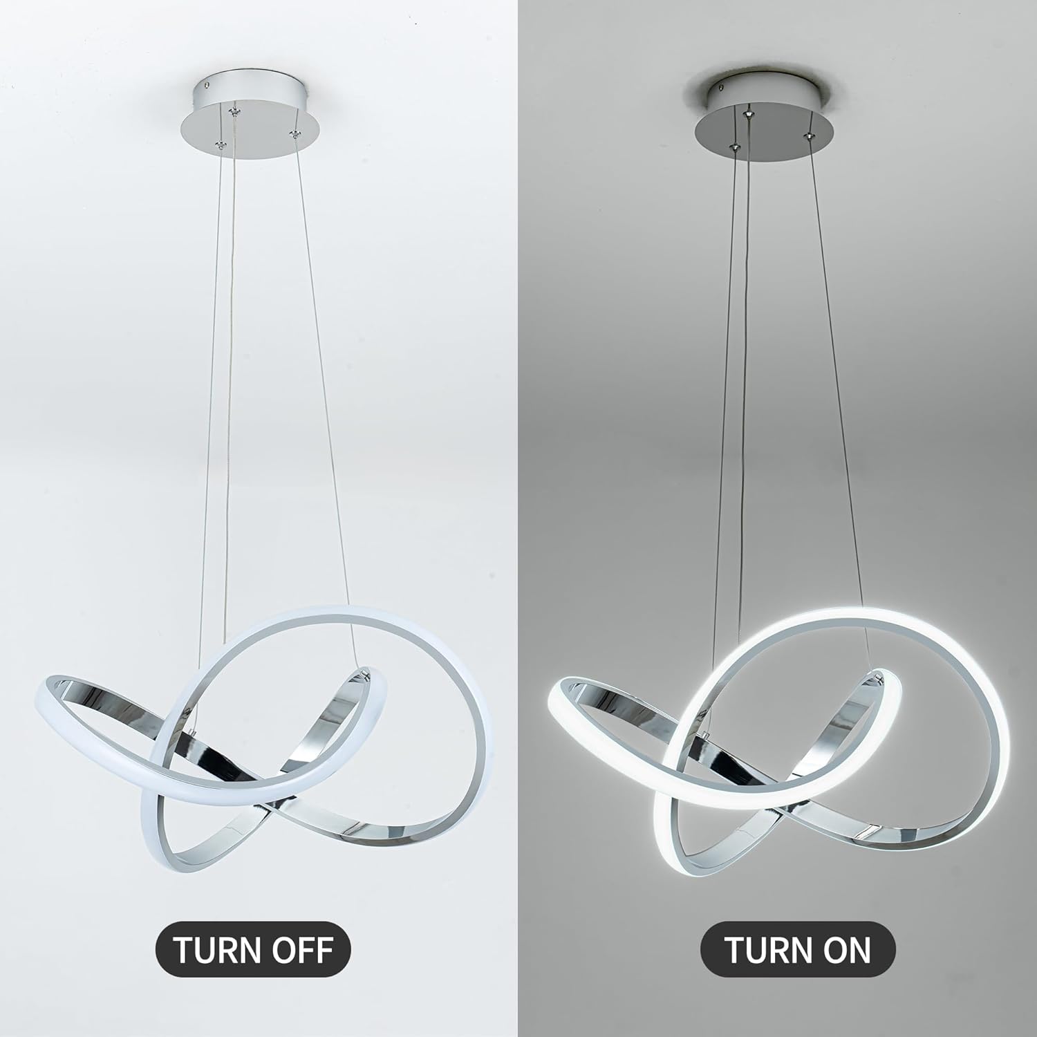 Dimmable Modern Black Chandelier — 7" - View 6