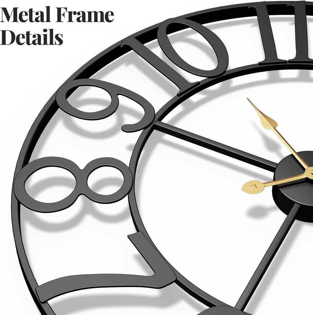 Battery-Operated Modern Black Wall Clock — 30" - View 4